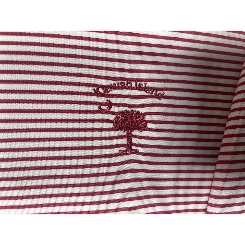Nike Golf Mens Dri-FIT Kiawah Island Striped Polo Shirt Red White Size Medium - Picture 4 of 6
